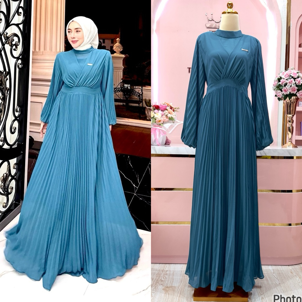 DRESS PRISKED BIRU TOSCA SHELLASAUKIA