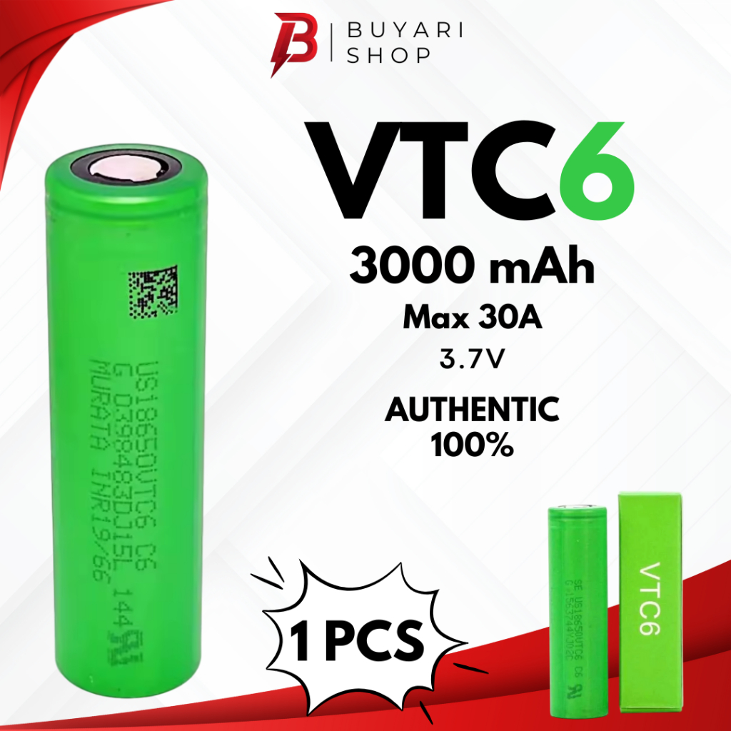 ORIGINAL BATERAI Sony VTC6 18650 3.7V 30A 3000mAh Baterai 18650 VTC6 SONY AUTHENTIC 100%