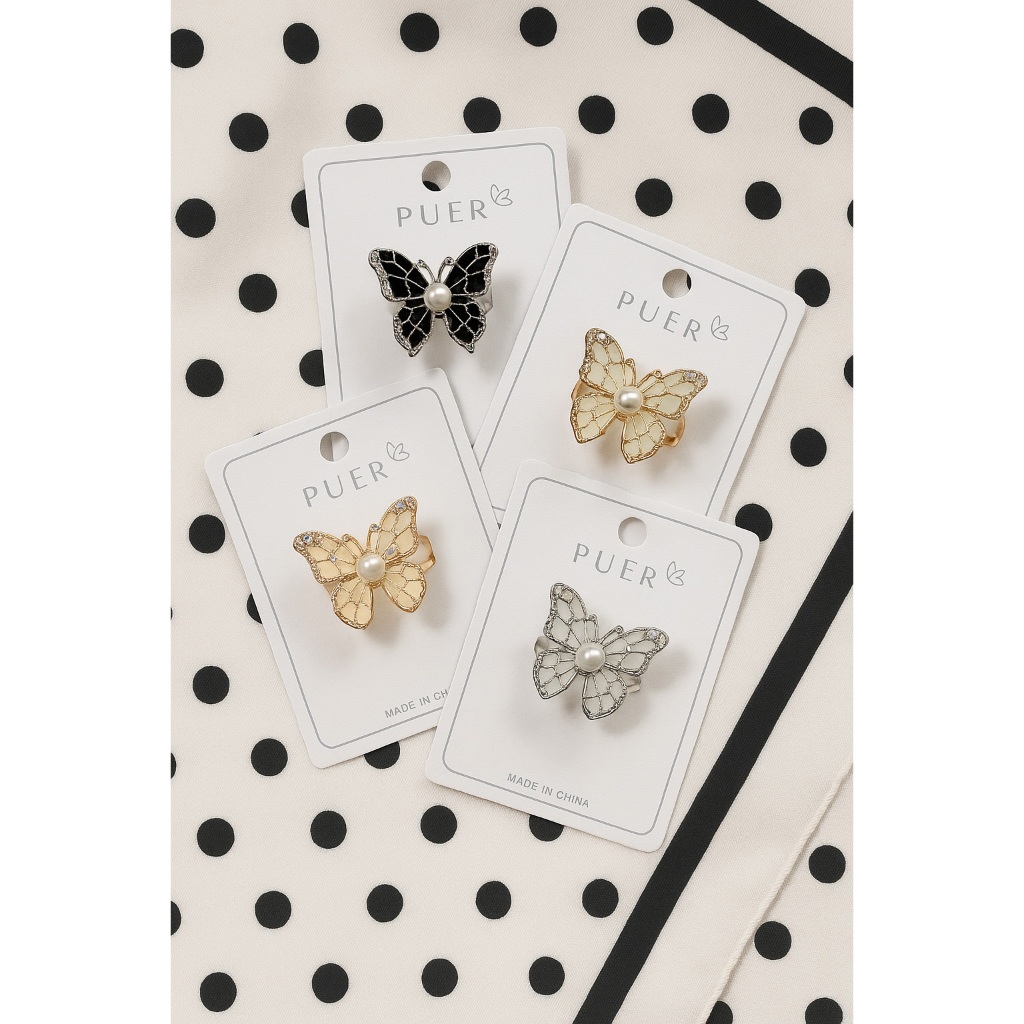 Ring Hijab Cincin Hijab Kupu-Kupu Model Mewah Korea - Bros Jilbab Cantik Elegan Modis #perhiasan jil