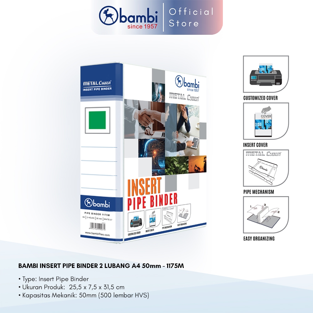 

Bambi Insert Pipe Binder A4 Full Spine 4 Colour Labels kode 1175M
