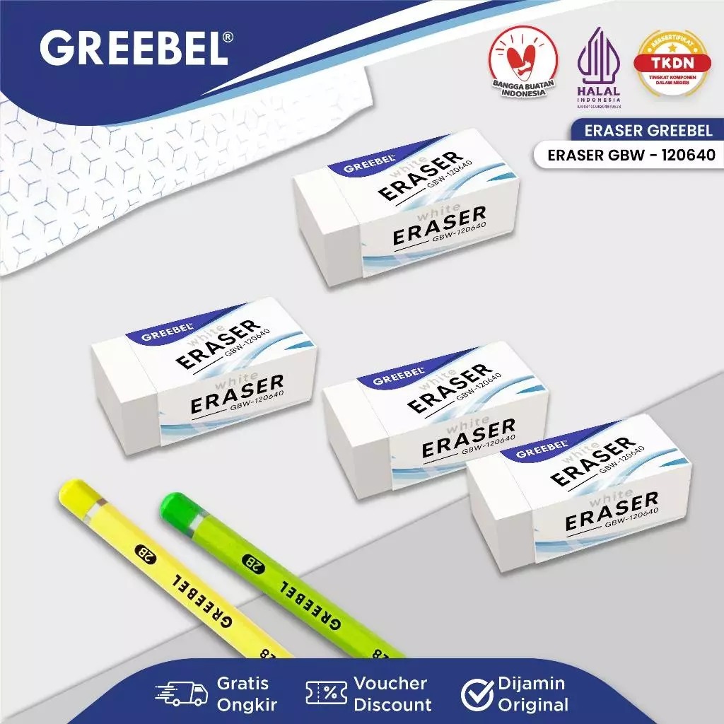 

GREEBEL - PENGHAPUS / KARET KOREKSI / SETIP / ERASER GBW-120630 MEDIUM WHITE