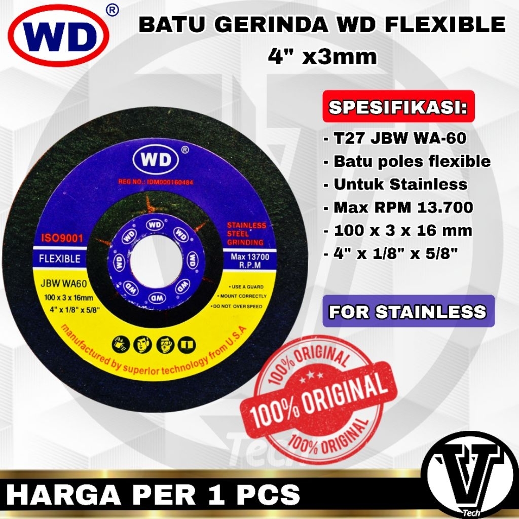 WD Batu Gerinda Poles FLEXIBLE STAINLESS / WA 60/ WD Flexible Grinding