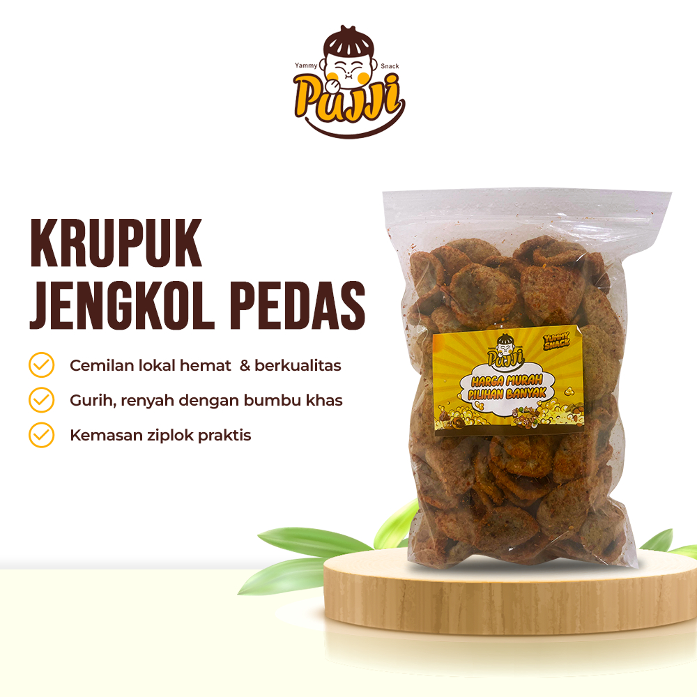 

PUJJI SNACK - Kerupuk Jengkol Pedas Bulat / Kerupuk Jengkol Viral / Camilan Khas Bandung