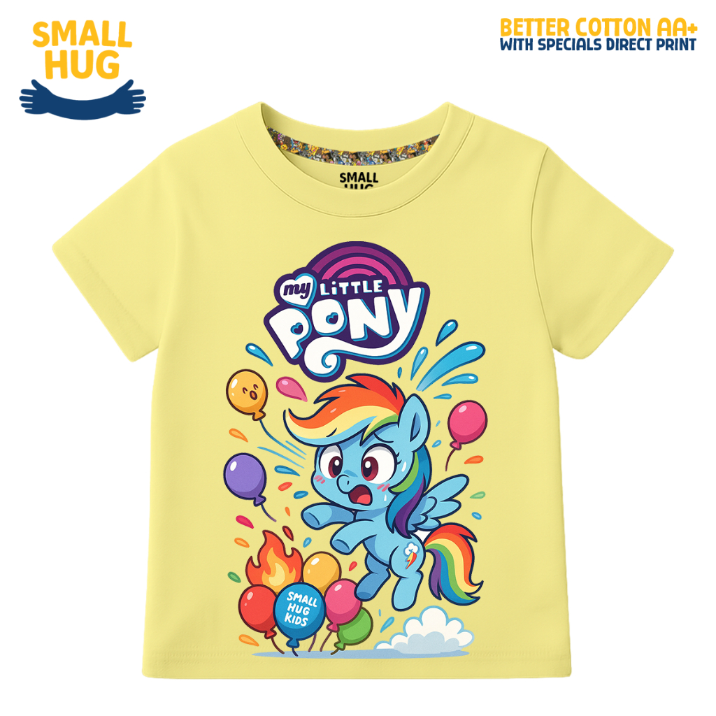 SMALL HUG KIDS - Baju Kaos Atasan Anak Perempuan Cewek Cartoon LITTLE PONY RAINBOW DASH KUNING MUDA 