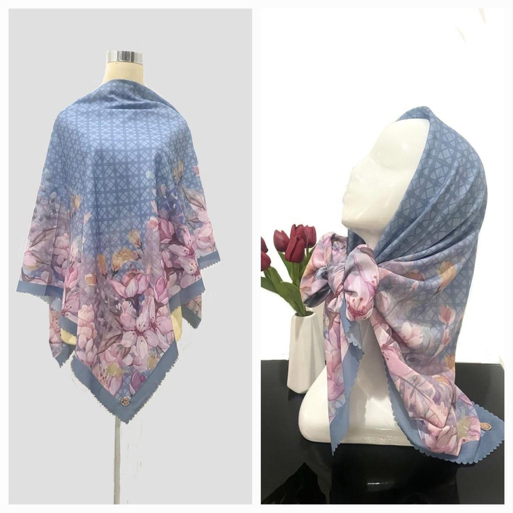 Hijab segi empat motif eksklusif | Hijab segi empat motif premium | hijab segi empat motif |  Hibisc