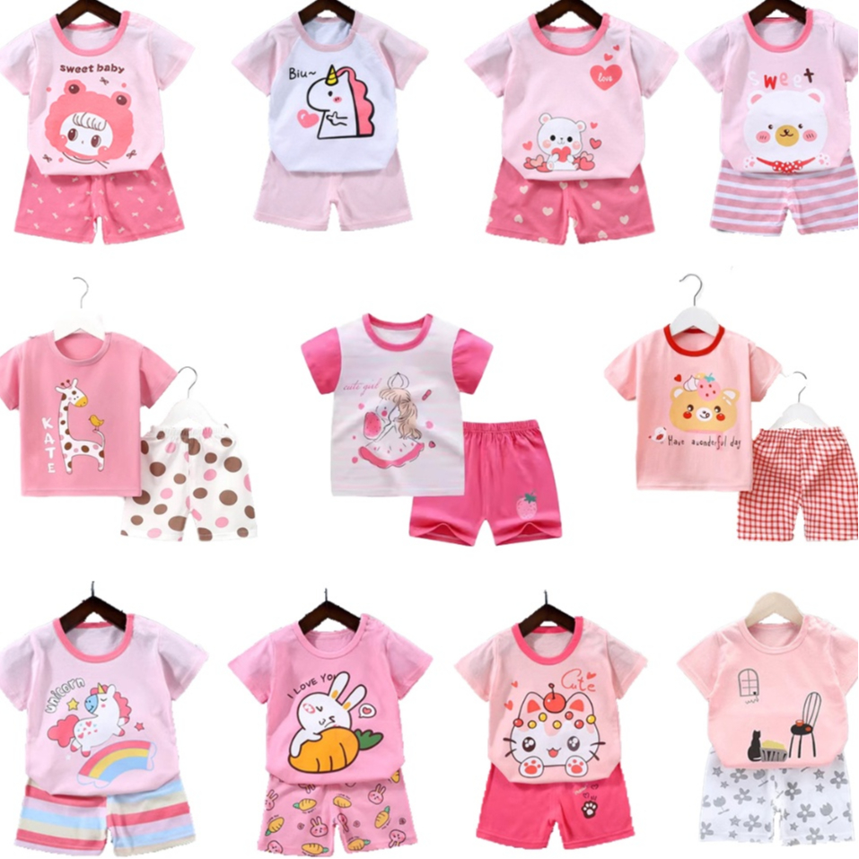 NAJWA - Baju Anak Perempuan - Setelan Sablon Anak Perempuan Pinky Series / Oneset Anak Santai 1040