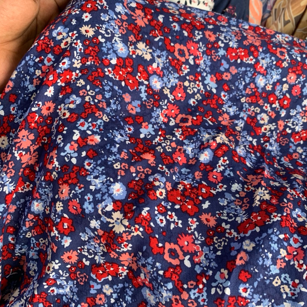 kain katun rayon motif - kain katun motif - kain rayon garment motif bunga