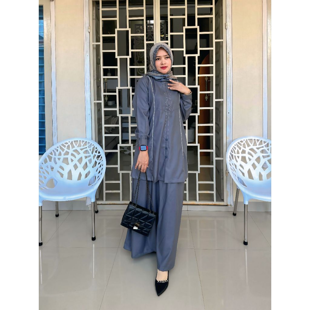 ABU | Stelan Baju Kerja Pemda | Stelan Rok Baju Pemda | Bahan Toyobo Premium | Seragam Wanita Setela