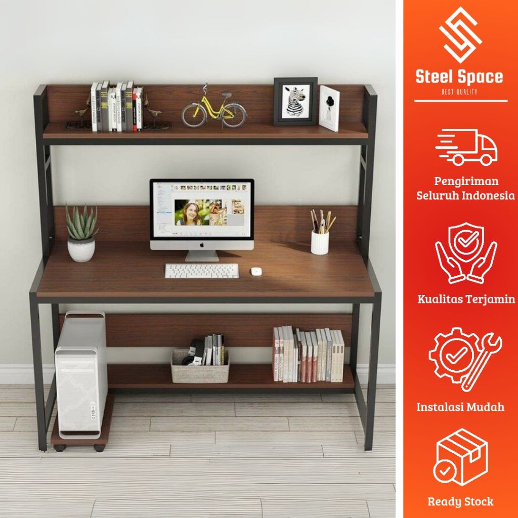 meja komputer/ meja belajar/ meja komputer rangka besi kokoh / meja belajar fangka besi tebal awet