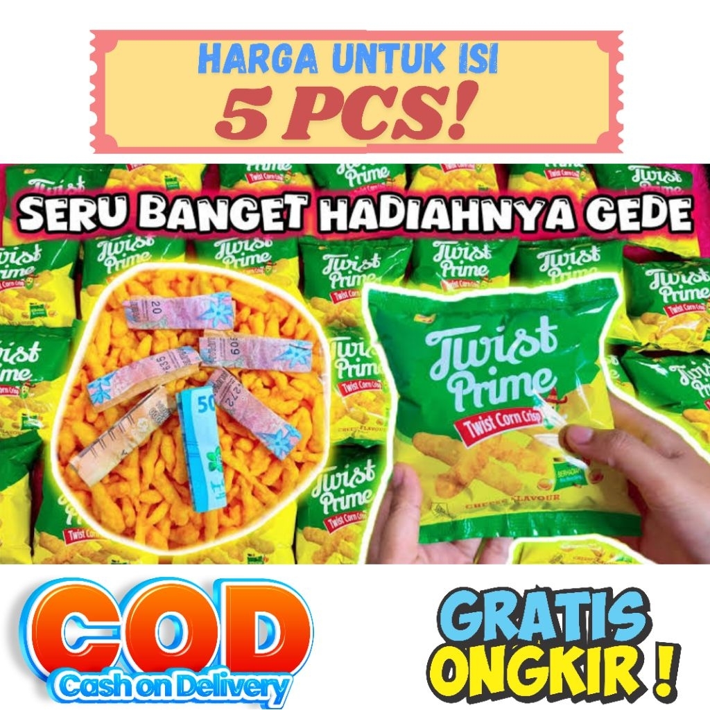 

Ciki twist prime berhadiah uang tunai - Ciki berhadiah uang ( ISI 5 PCS)