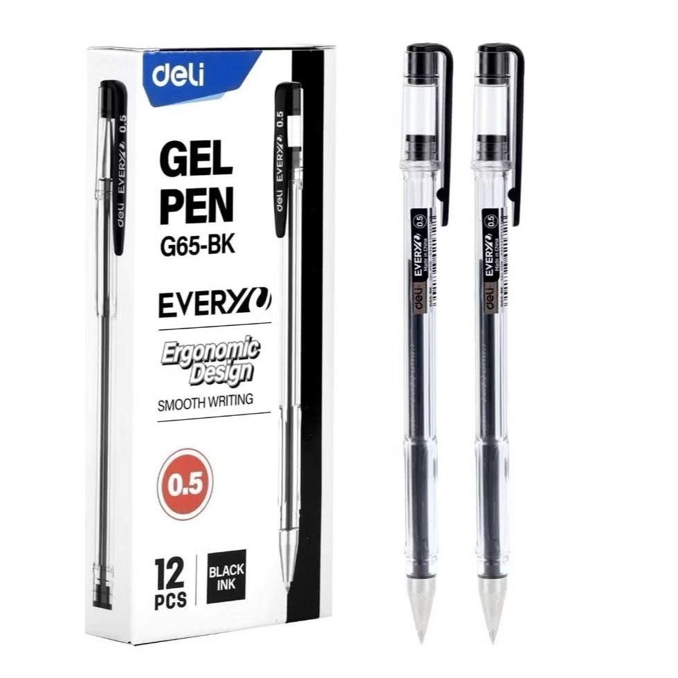 

Deli Pulpen Gel / Gel Pen 0.5 mm Nyaman Digenggam EG65 3 6 12 Pcs
