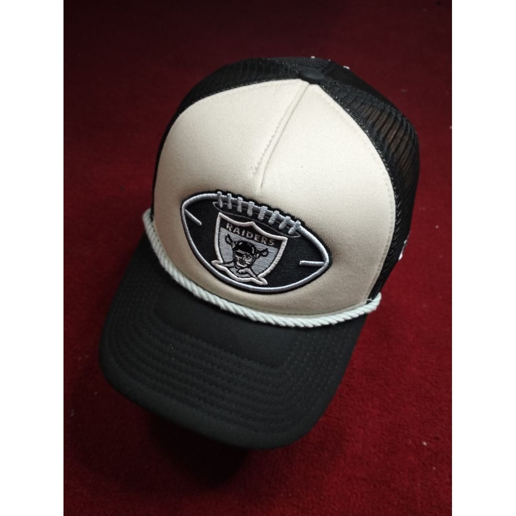 Topi Trucker Jaring NFL New Era 9FORTY Raiders Las Vegas Original - White Black Premium