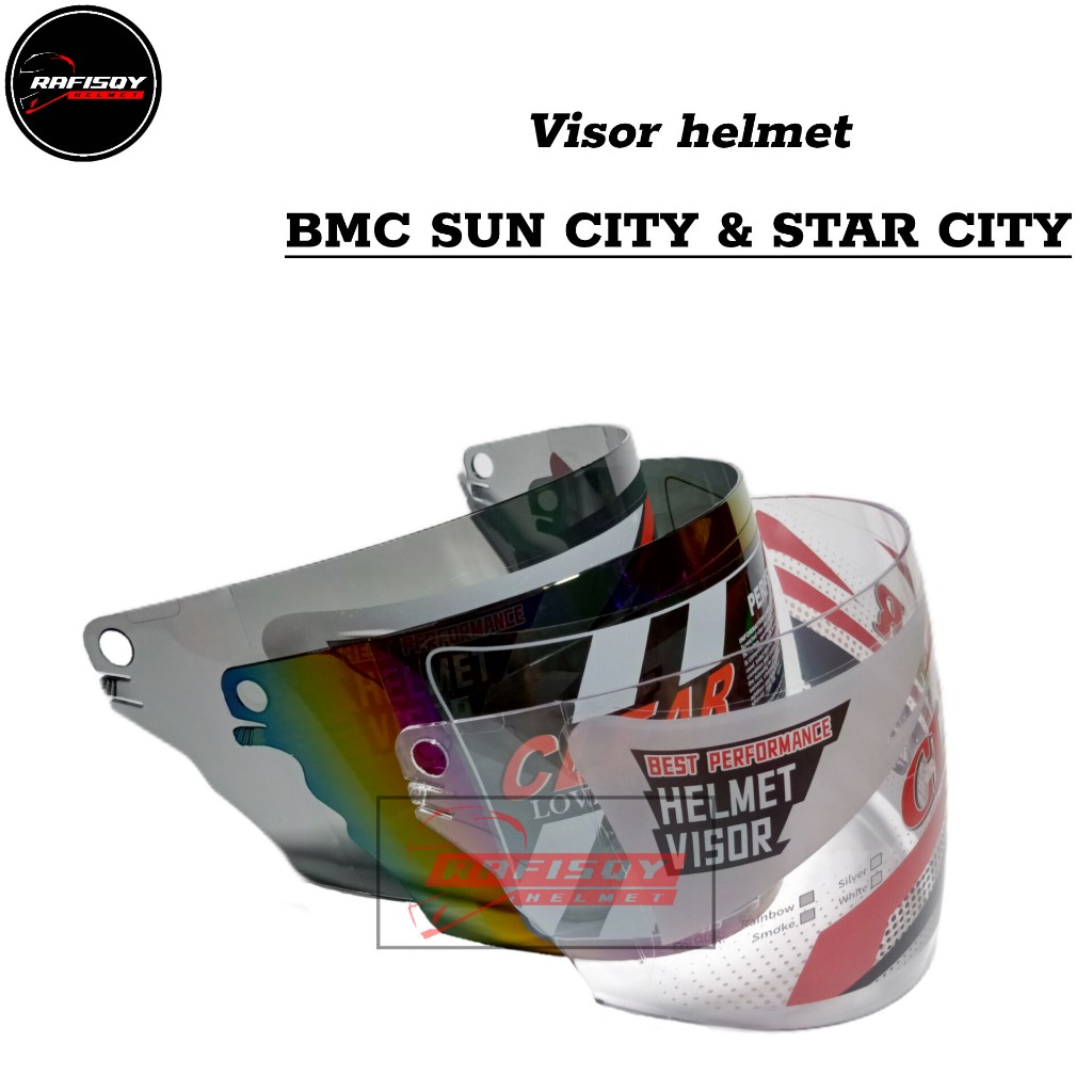 Kaca helm BMC SUN CITY - visor helmet bmc star city warna hitam bening pelangi