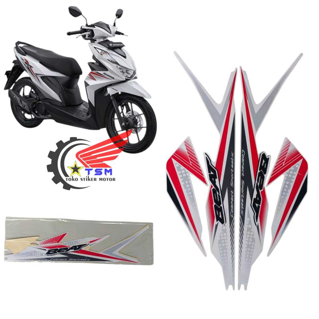 STIKER STRIPING LIS BODY MOTOR BEAT FI NEW 2020 CBS WARNA PUTIH MERAH STANDAR