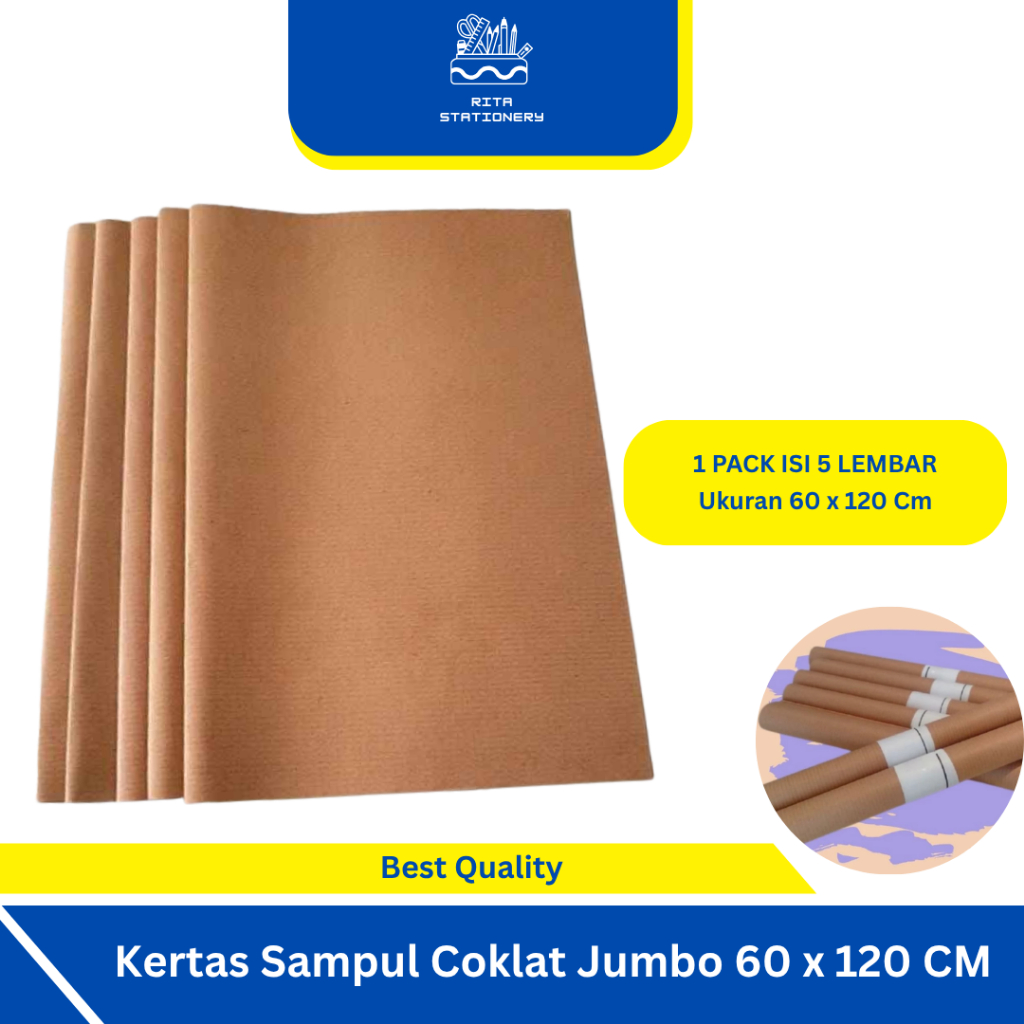 

Kertas Sampul Coklat Isi 5 Lembar / Payung/ Kraft / Coklat Buku - Satuan Eceran isi 5