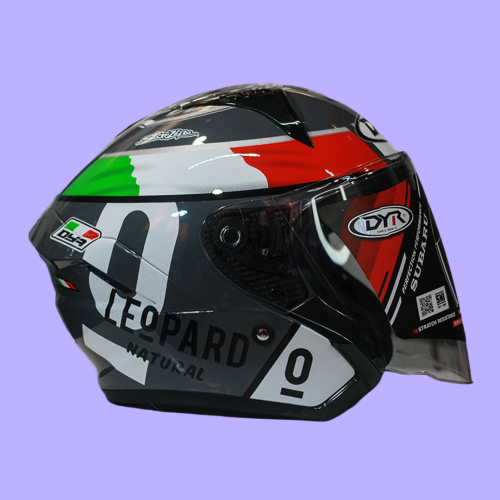 HELM DYR SUBARU motif LEOPARD warna DARKGREY