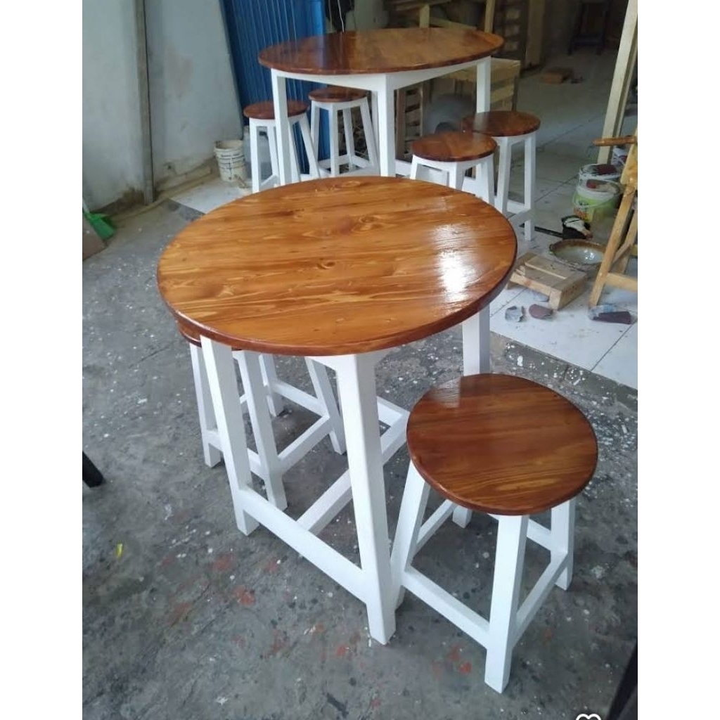 meja makan bulat set +2 kursi