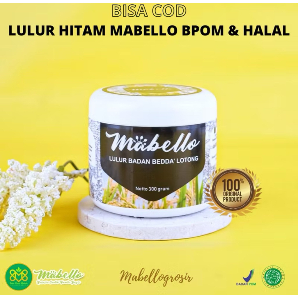 MABELLO bedda lotong original 99% alami bpom & halal / lulur hitam /bedda lotong / lulur pemutih kul