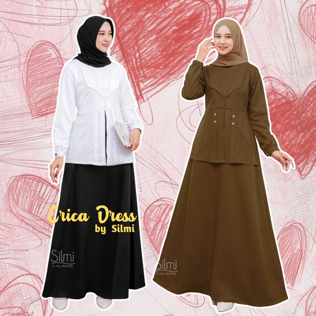 Baju Dinas Seragam PNS Pemda Wanita Warna Khaki Bahan Katun Toyobo Gamis Silmi Erica Dress
