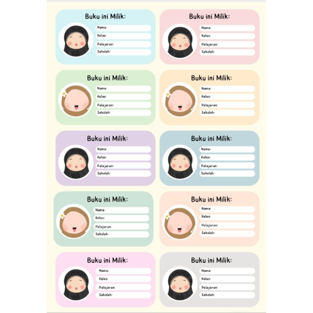 

Stiker label nama buku pelajaran/buku sekolah custom nama tinggal tempel