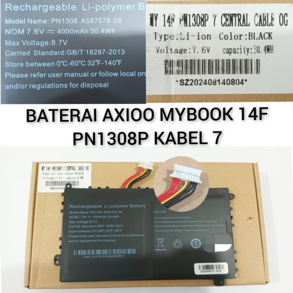 BATERAI AXIOO MYBOOK 14F SOKET TENGAH KABEL 7 PN1308 ORIGINAL