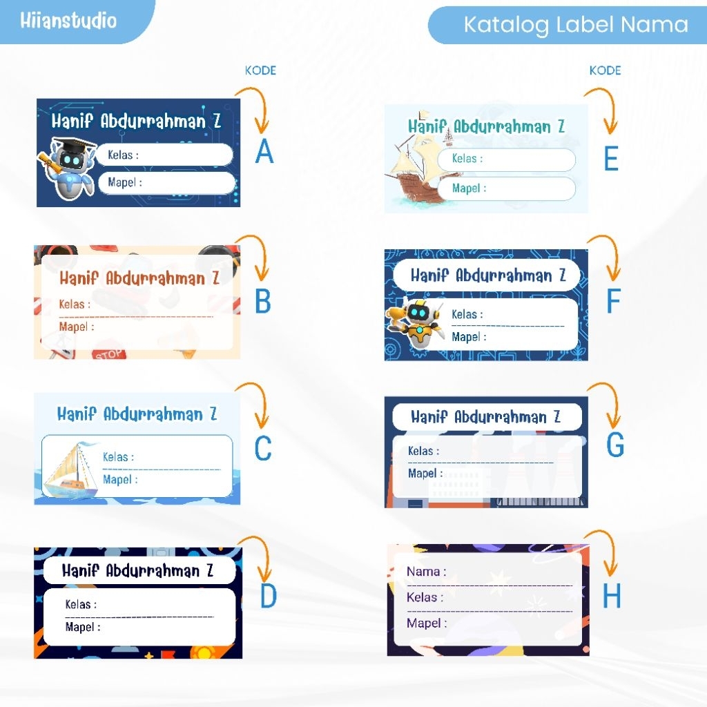 Stiker Label Nama Buku Anak Laki-laki/ Label nama buku anak sekolah/ Stiker Label Nama