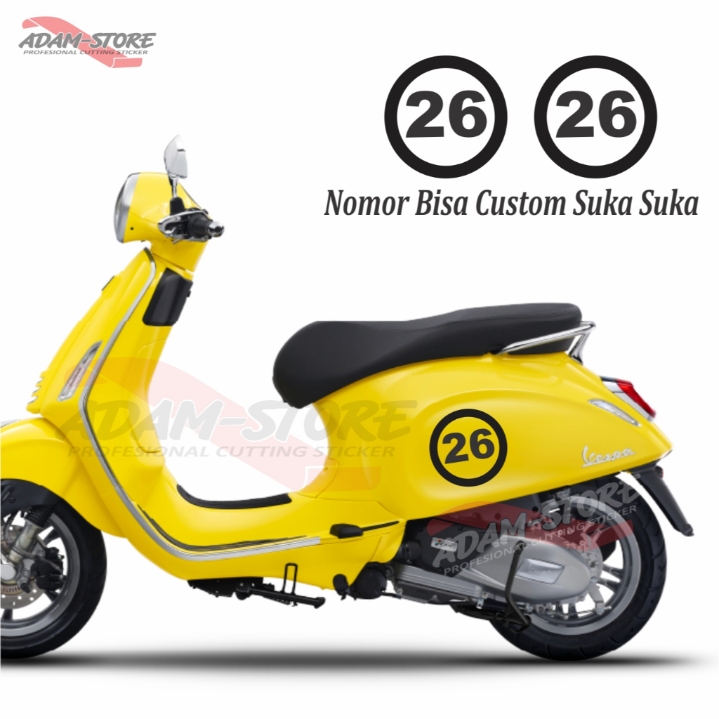 NM26 Sticker angka sticker body motor vespa Sticker Nomor Stiker Vespa Sprint