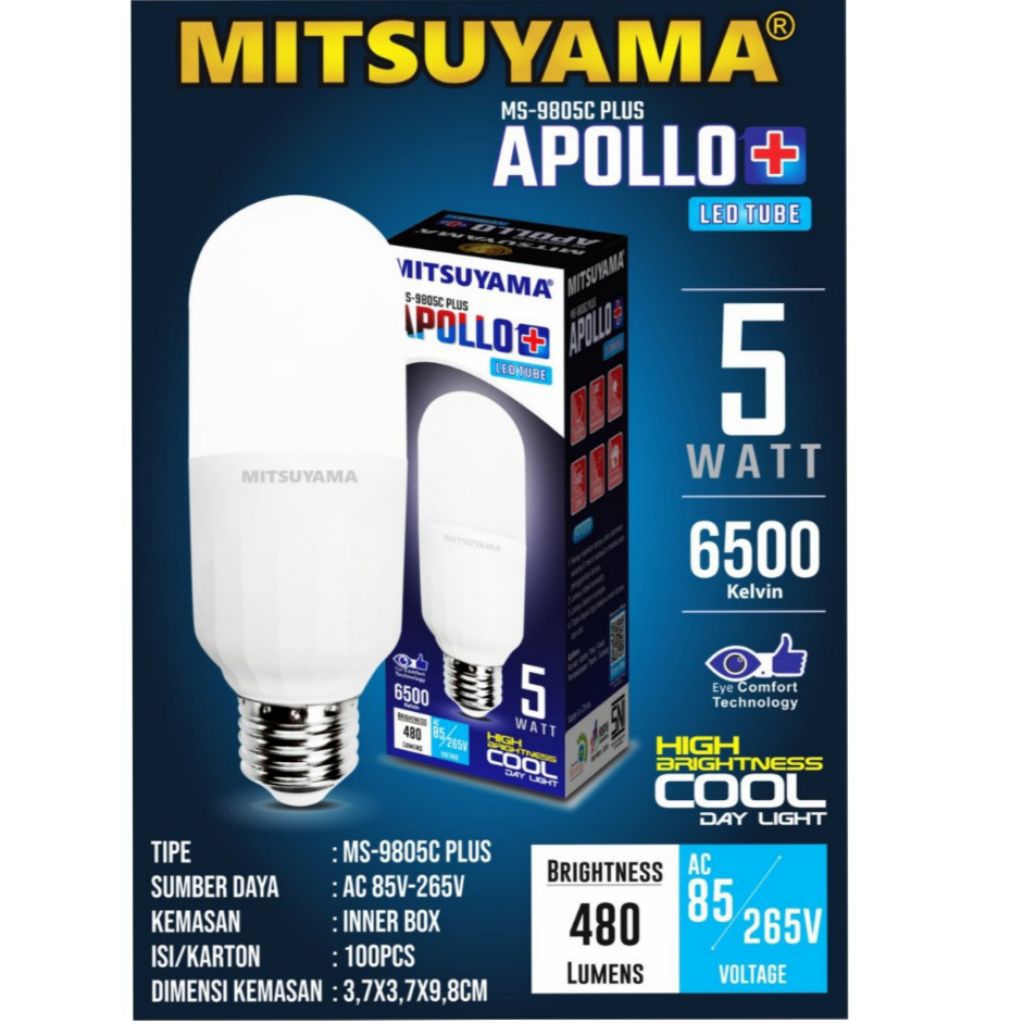 Lampu Led Tube Mitsuyama Apollo Plus Mitsuyama 5W MS-9805C+