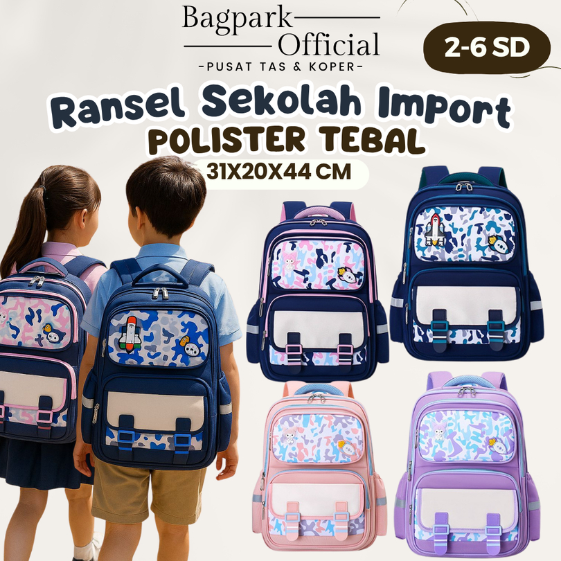 Tas Ransel Anak Perempuan Laki Laki Import SD SMP Loreng Import Premium Tas Anak Sekolah Tas Ransel 