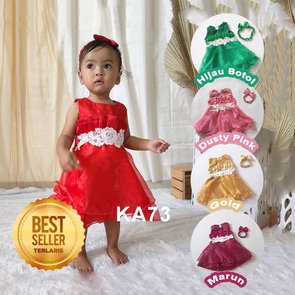 Baju Bayi Perempuan 6 12 Bulan Import Model Terbaru 2025 GRATIS PITA Gaun Mewah Rok Ngembang Dress B