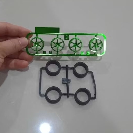 Velg Spiral Chrome Hijau Ori Tamiya + Ban Velg Medium Spiral Ori Tamiya