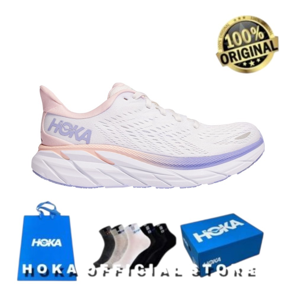 SEPATU OLAHRAGA / HOKA CLIFTON 8 / BLANC MANGANO LIGHT PURPLE / ORIGINAL SALE