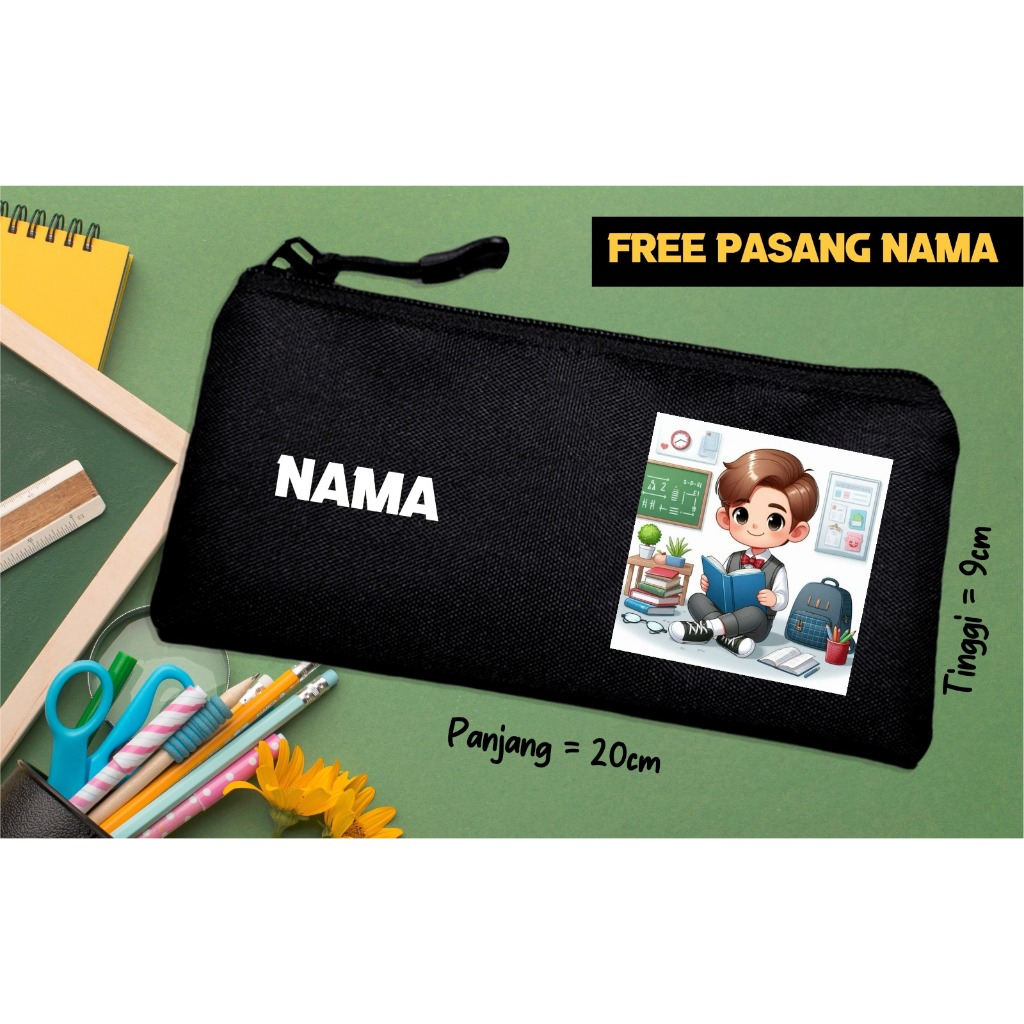 

Gratis Sablon Nama Tempat Cepuk Pensil Anak Sekolah SD TK Kotak Pensil ATK Bahan Cordura Murah