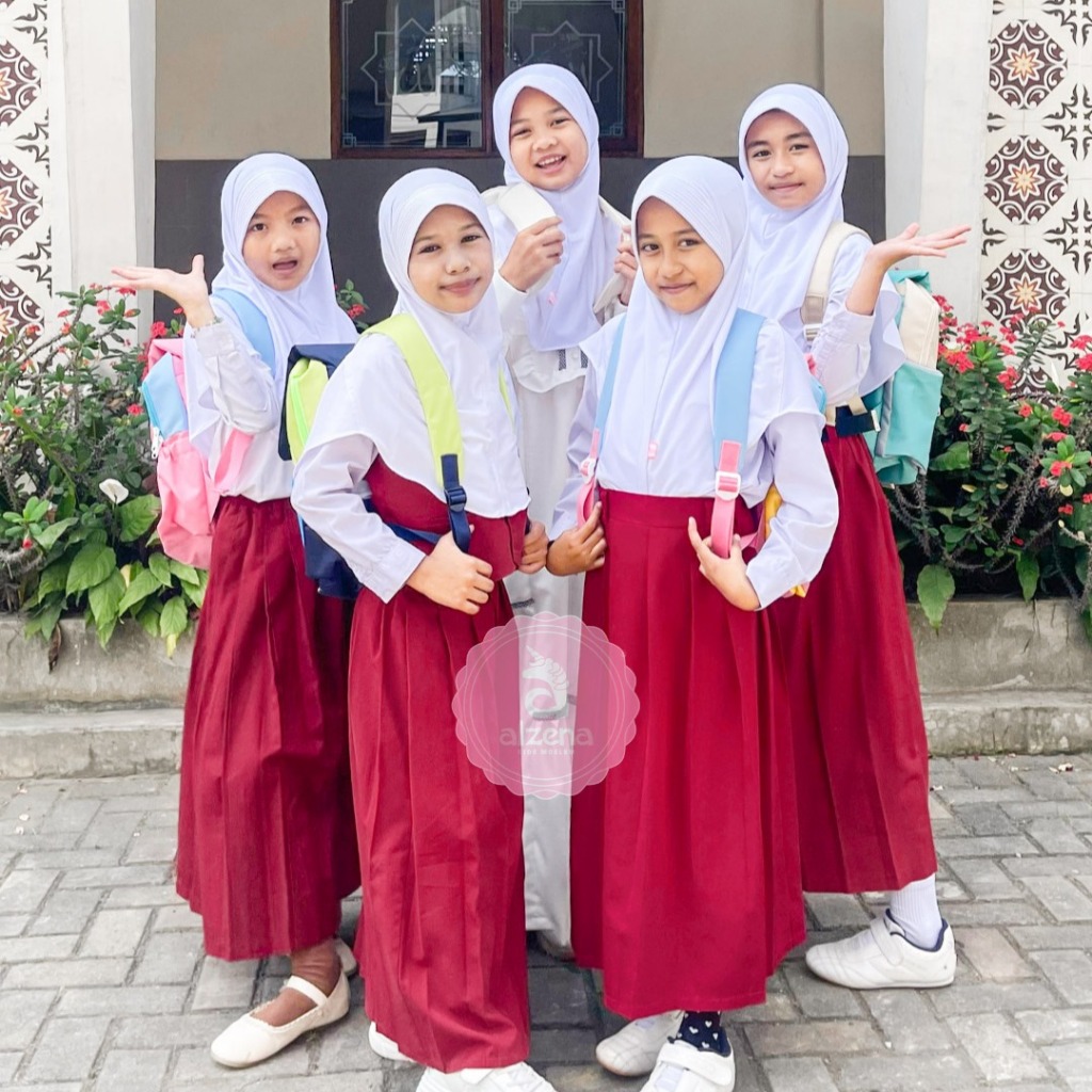 Hijab Instan Anak Kerudung Sekolah Putih Anak - Alzena Kids Moslem