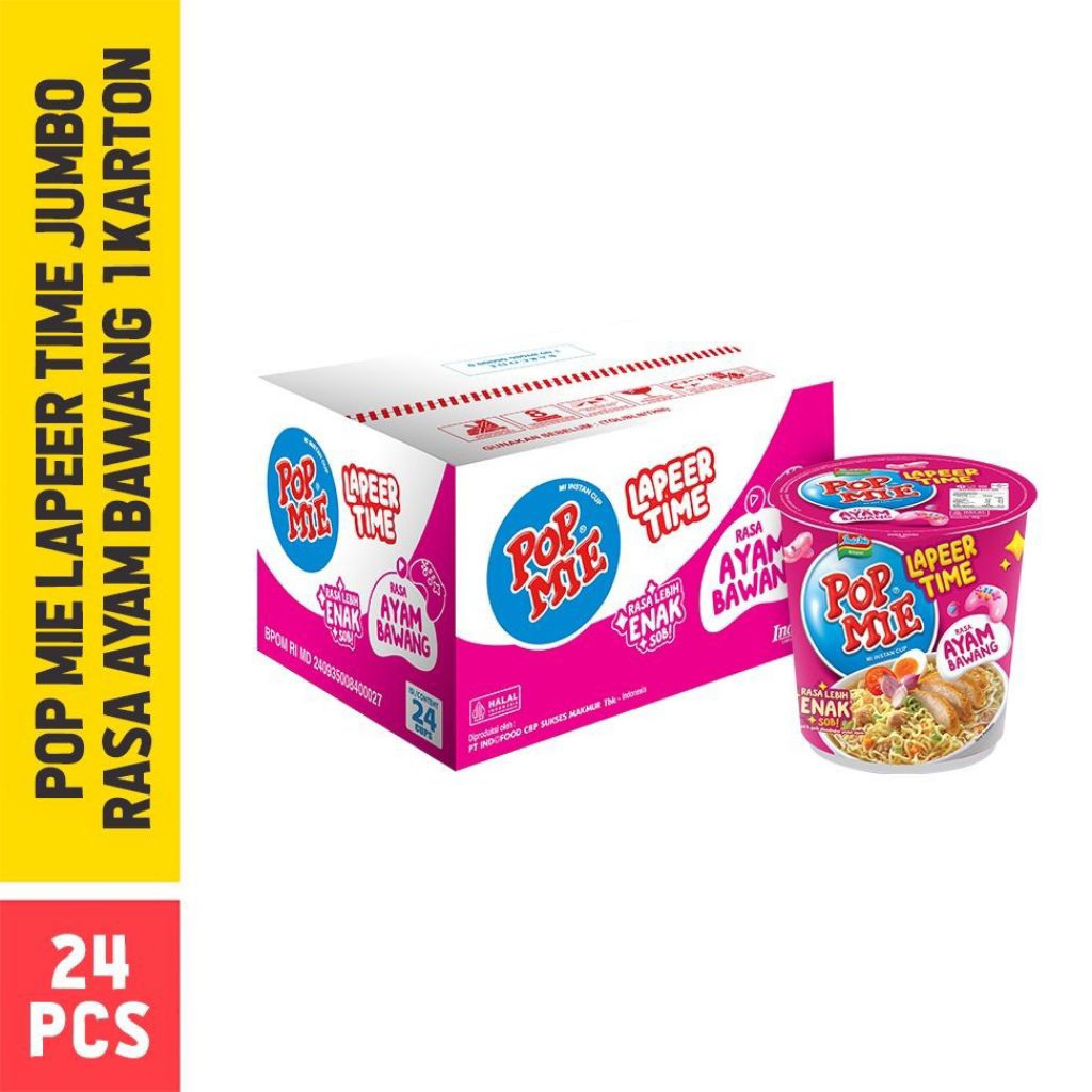

Pop Mie Laper Time Rasa Ayam bawang Jumbo Isi 24 Pcs 1 Karton Harga Promo
