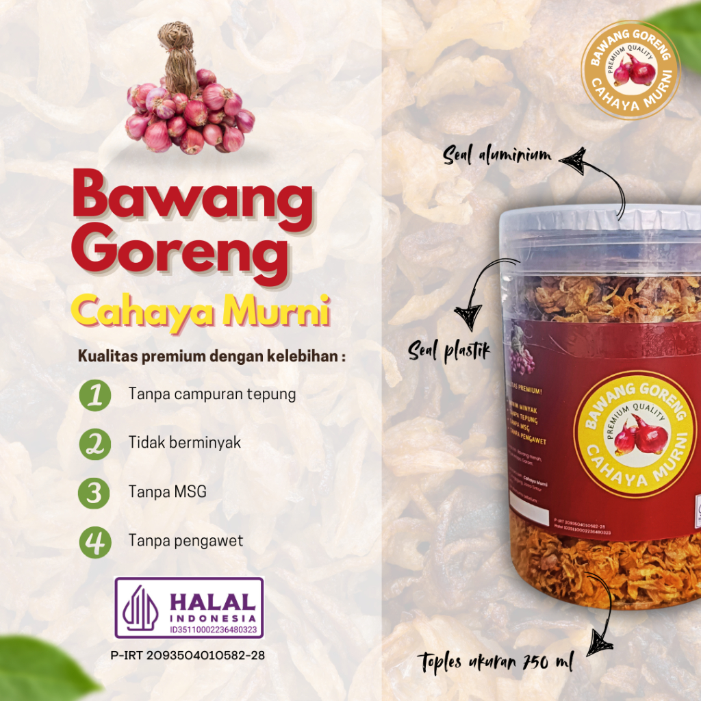 

[PREMIUM] BAWANG MERAH GORENG MURNI TOPLES 750 ml - TANPA TEPUNG, TANPA MSG, & DISPINNER