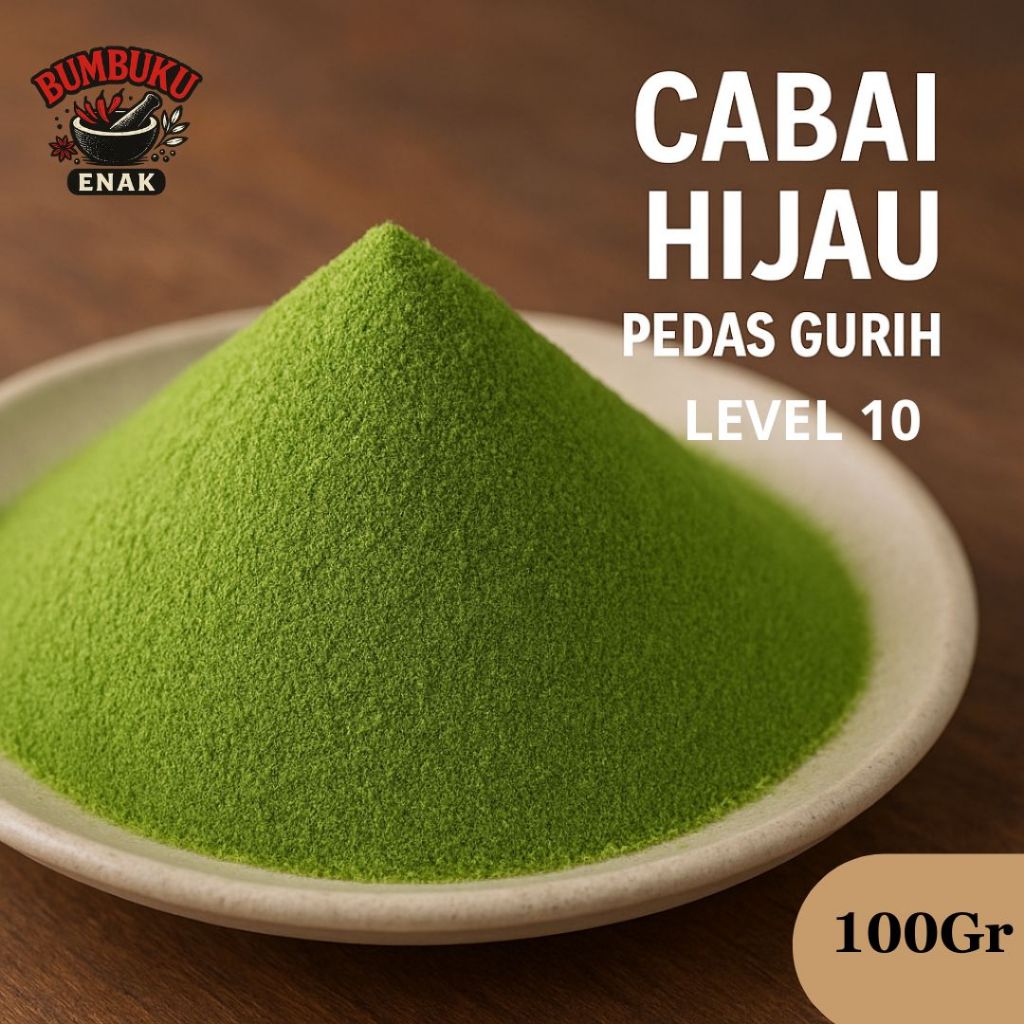 

Cabe Hijau Bubuk Pedas Gurih Level 10 – Non MSG 100gr, Rasa Nendang Tanpa Pengawet!