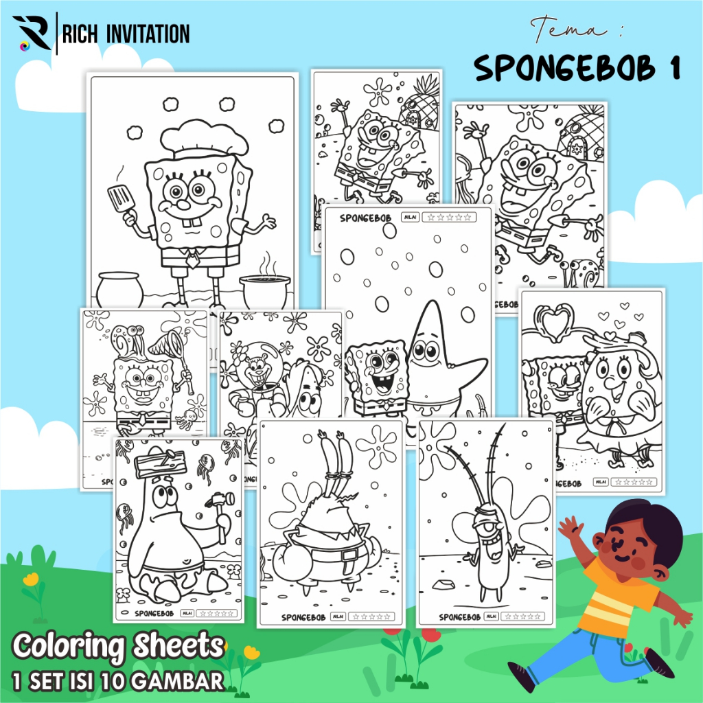 

(A4) KERTAS GAMBAR ANAK PAUD -LEMBAR MEWARNAI ANAK 1 SET 10 LEMBAR GAMBAR - KARTUN ANAK