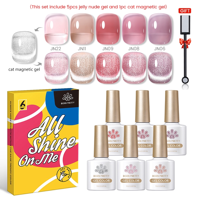 BORN PRETTY Cat Eye Gel Nail Polish Set  Gel Kutek Nail Art Gel Polish Set 10ml Jelly Nail Gel Set K