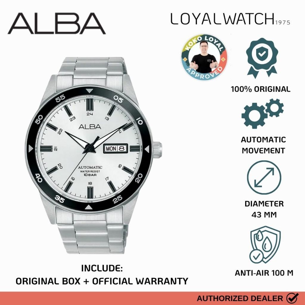 Jam Tangan Alba Mechanical Pria AL4599 Silver Stainless Steel Original Garansi Resmi