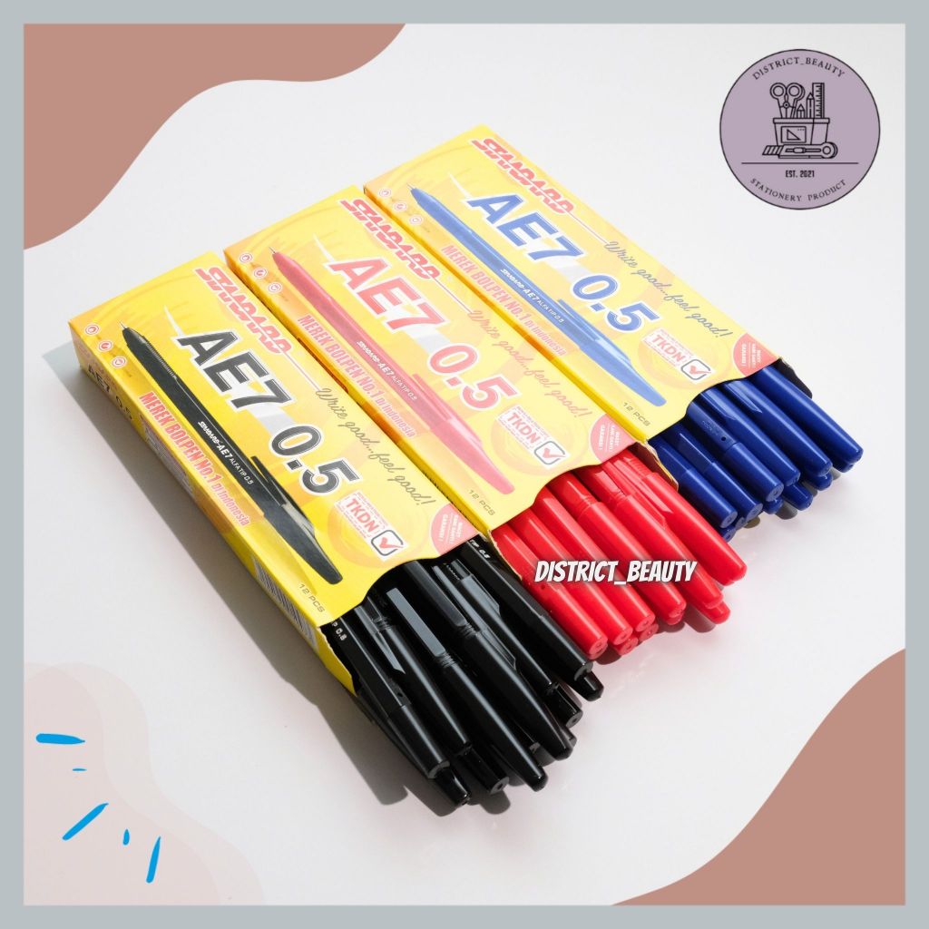 

PULPEN STANDARD AE7 0.5MM HITAM BIRU MERAH PULPEN STANDART BALL POINT HARGA ECERAN SATUAN TERMURAH