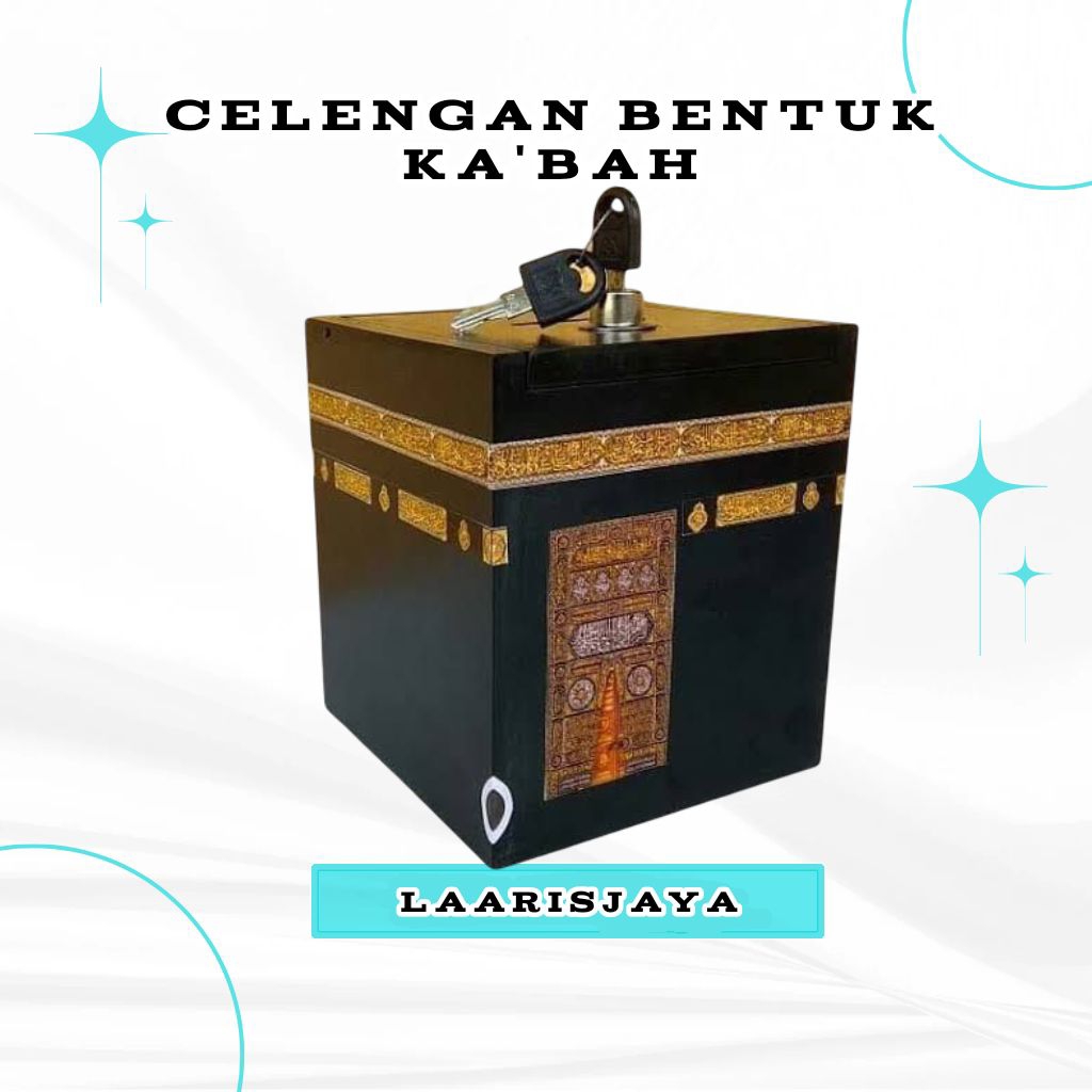 Celengan Bentuk Ka'bah Plus kunci Kotak penyimpanan uang tabungan