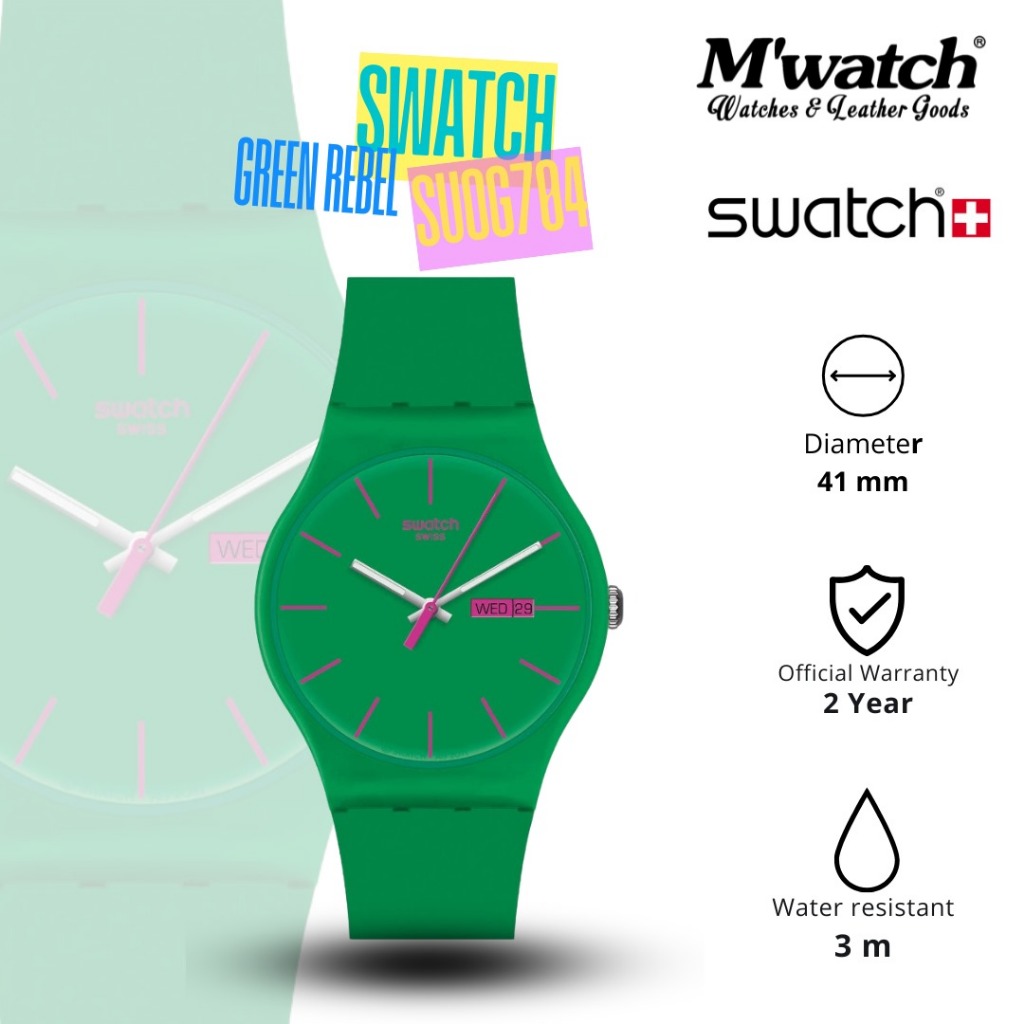 JAM TANGAN SWATCH GREEN REBEL SUOG704 (SECOND)