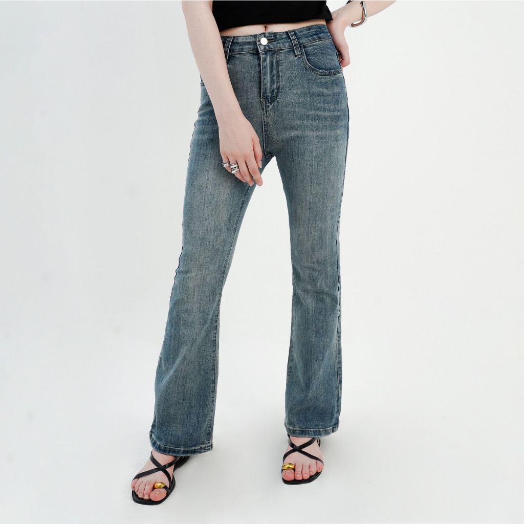 CELCIUS WOMAN Highwaist Boot Cut Denim Pants I31000031W Biru