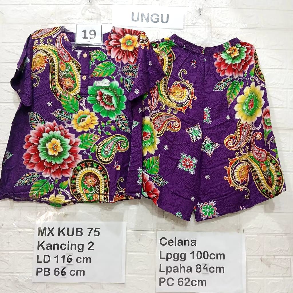 Setelan Baju Tidur Wanita Dewasa Jumbo Murah Busui Batik Kencana Ungu Asli Piyama Rayon Stelan Baju 