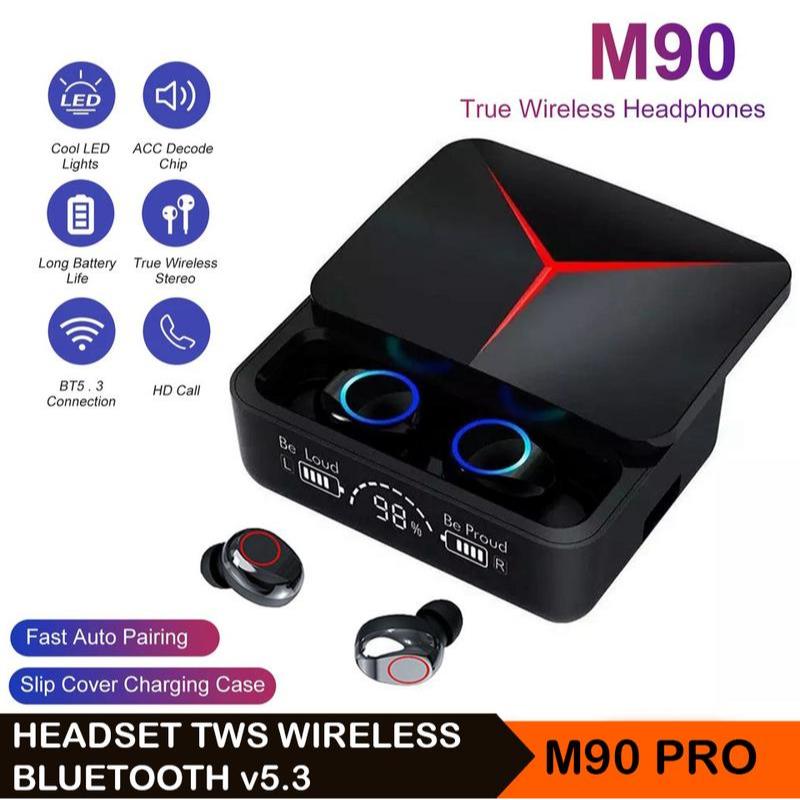 Headset Bluetooth TWS M90 Pro Wireless HiFi 9D LED Digital Display v5.3 Slide Design / TWS M90 Pro M