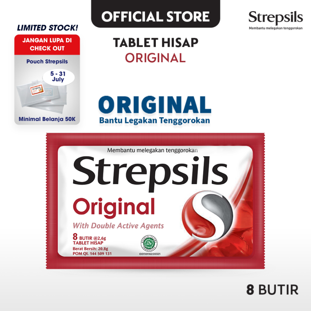 

Strepsils Original 8s - Permen (Tablet Hisap) Pelega Tenggorokan