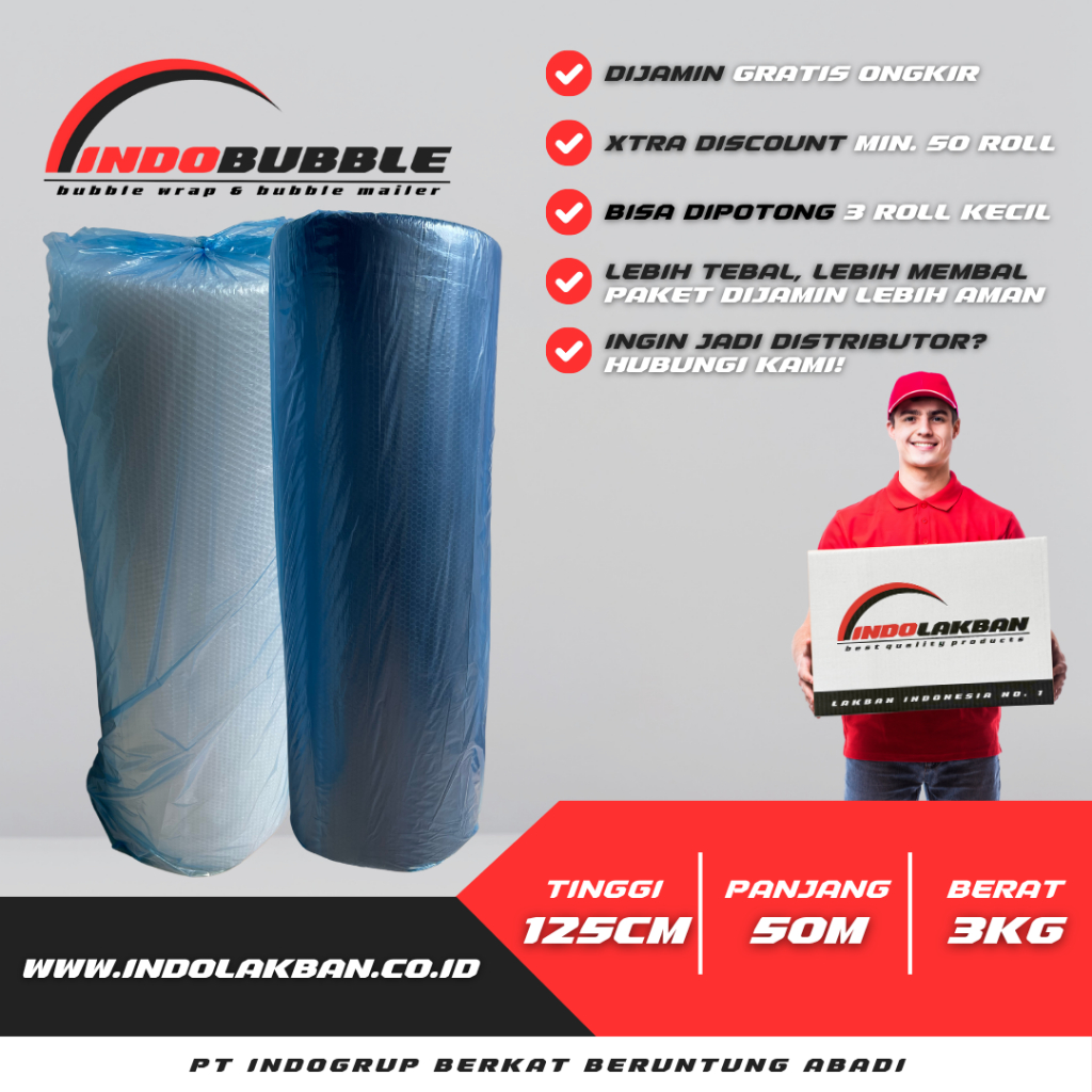 

Bubble Wrap INDOBUBBLE Hitam 3 kg 125 cm X 50 m - HARGA MURAH BANGET