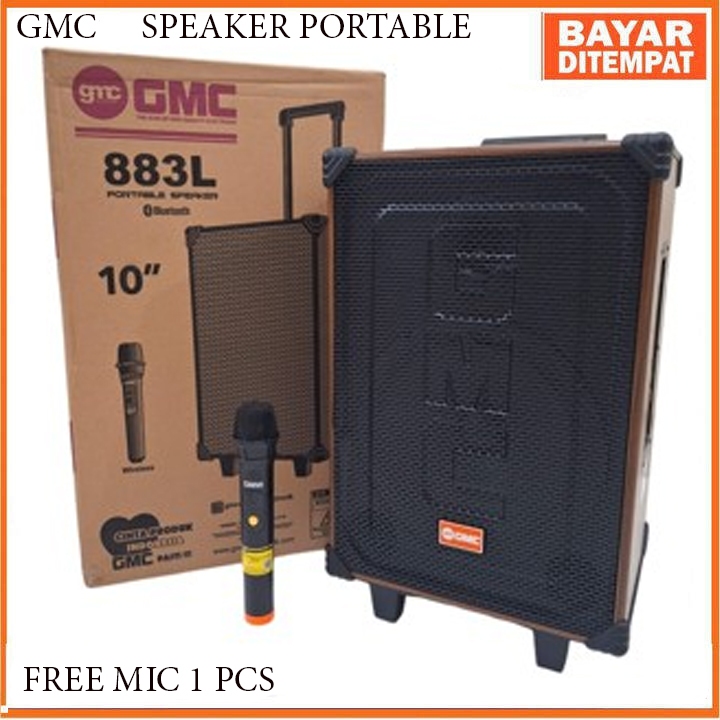 SPEAKER GMC 883L SPEAKER PORTABLE BLUETOOTH UKURAN 10 INCH TERBARU - GMC 883L FREE MIC WIRELESS