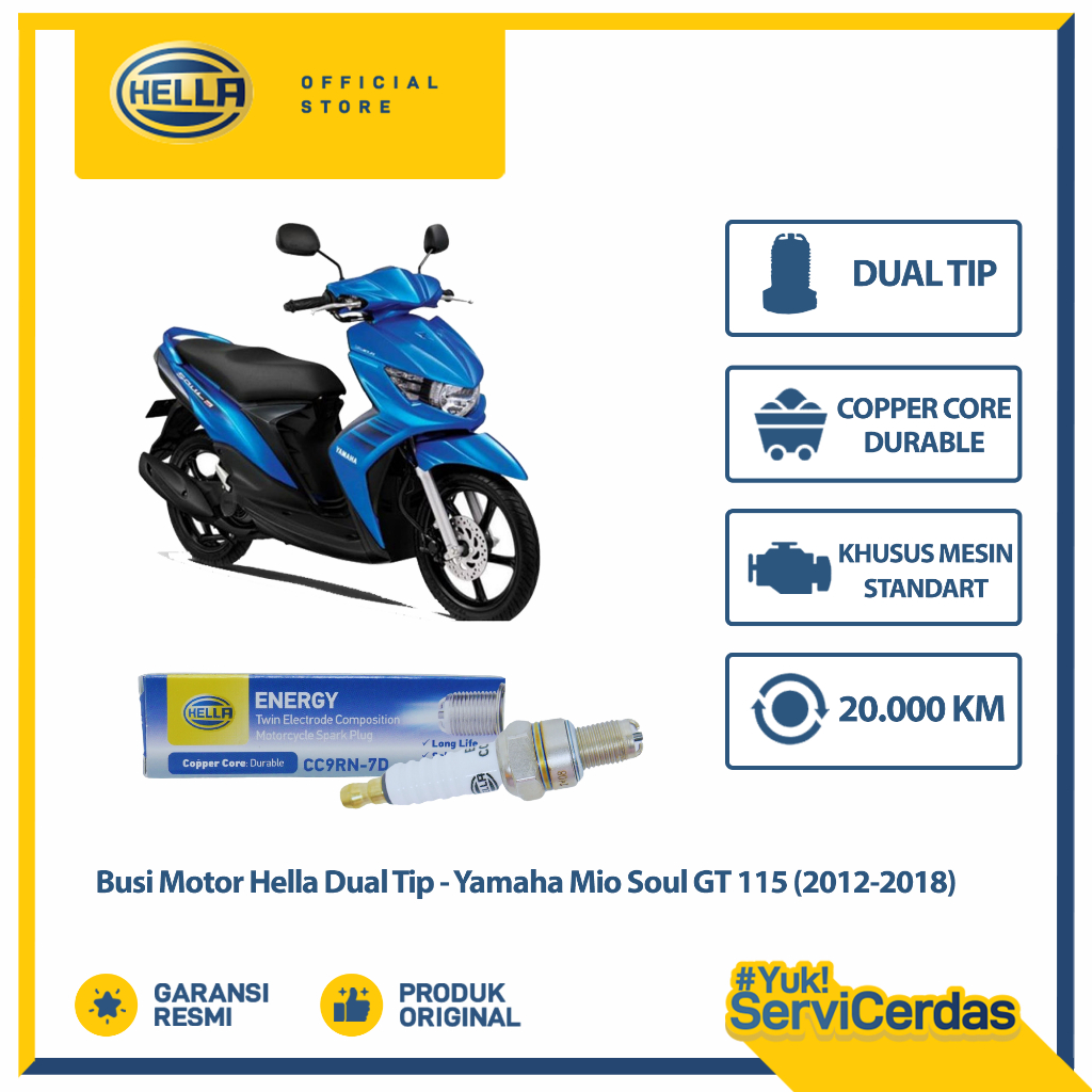 Busi Motor Yamaha Mio Soul GT 115 (2012-2018) Hella Dual Tip CC9RN-7D - Busi Mio Soul GT 115